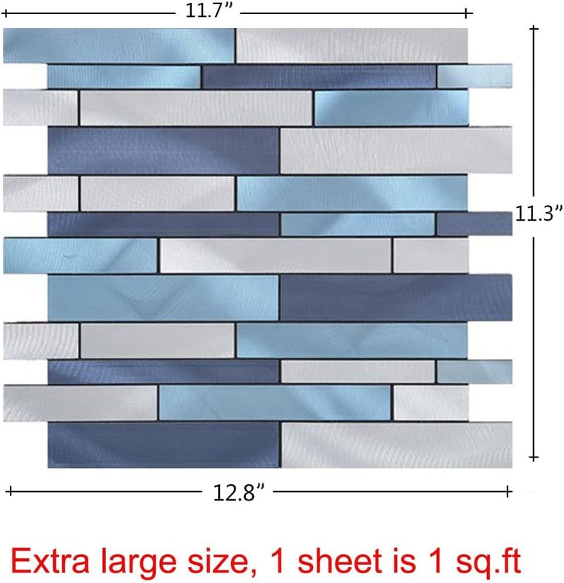 weimeisc 10 Sheets Peel and Stick Backsplash Tile for Kitchen, Self-Adhesive Mosaic Tile, Stick on Bathroom Vanities，Fireplace Décor, Laundry Table(11.25" X 12.7") (Blue Series) - Image 3